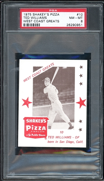 1975 Shakeys Pizza #10 Ted Williams West Coast Greats PSA 8 NM-MT