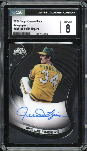 2022 Topps Chrome Black Autographs #CBA-RF Rollie Fingers CGC 8 NM-MT AUTO 10