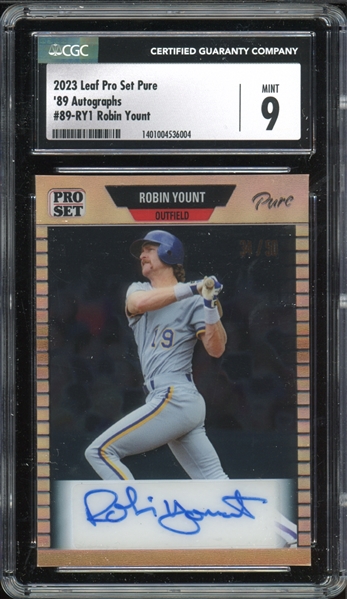 2023 Leaf Pro Set Pure 89 Autographs #89-RY1 Robin Yount (34/50) CGC 9 MINT AUTO 9