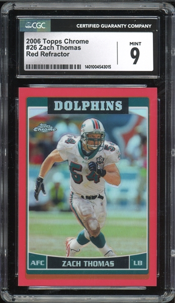 2006 Topps Chrome #26 Zach Thomas Red Refractor CGC 9 MINT