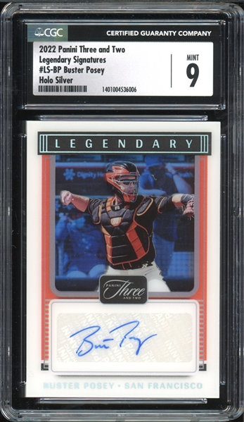 2022 Panini Three And Two Legendary Signatures #LS-BP Buster Posey Holo Silver (6/25) CGC 9 MINT AUTO 10