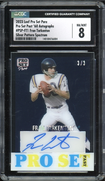 2023 Leaf Pro Set Pure Pro Set Past 60 Autographs #PSP-FT1 Fran Tarkenton Silver Pattern Spectrum (3/3) CGC 8 NM/MT AUTO 9