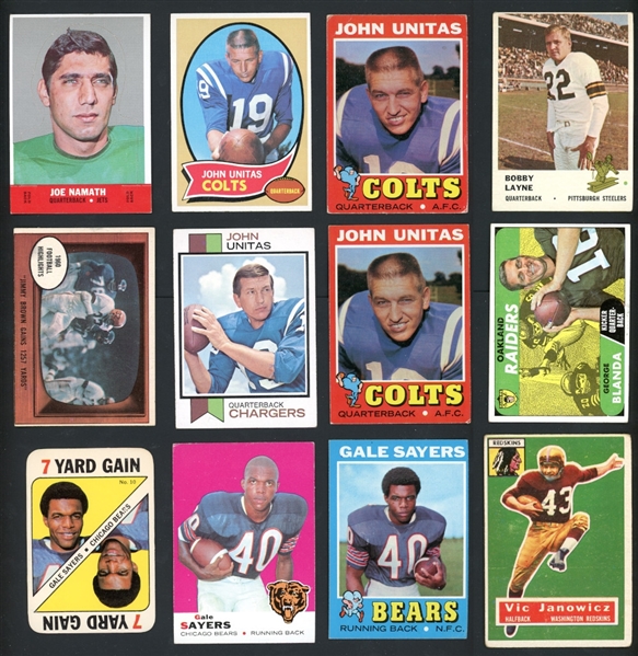 1950s-80s Football Shoebox Collection Of 25 With Stars HOFers Rookies