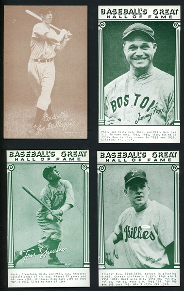 1939-46 Salutation Exhibits Joe Dimaggio With 1977 Baseballs Great Hall of Fame Exhibits Lot Of 11 Plus Extras