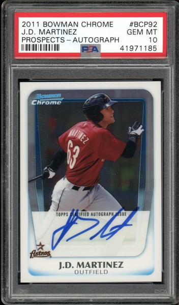 2011 Bowman Chrome Prospects #BCP92 J.D. Martinez Autograph PSA 10 GEM MINT