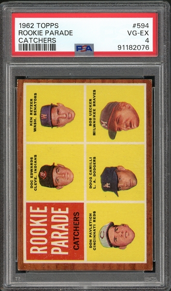 1962 Topps #594 Rookie Parade Catchers PSA 4 VG-EX