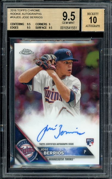 2016 Topps Chrome Rookie Autographs #RAJOS Jose Berrios BGS 9.5 GEM MINT AUTO 10