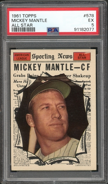 1961 Topps All Star #578 Mickey Mantle PSA 5 EX