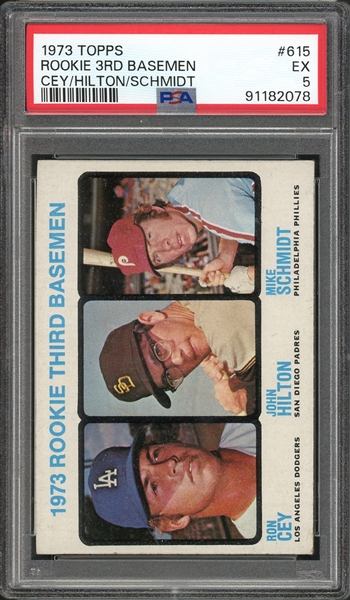 1973 Topps #615 Rookie 3rd Basemen Cey/Hilton/Schmidt PSA 5 EX