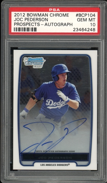 2012 Bowman Chrome Prospects #BCP104 Joc Pederson Autograph PSA 10 GEM MINT