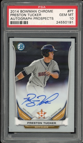 2014 Bowman Chrome Autograph Prospects #PT Preston Tucker PSA 10 GEM MINT