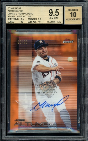 2016 Finest Autographs Orange Refractors #FAJAL Jose Altuve (5/25) BGS 9.5 GEM MINT AUTO 10