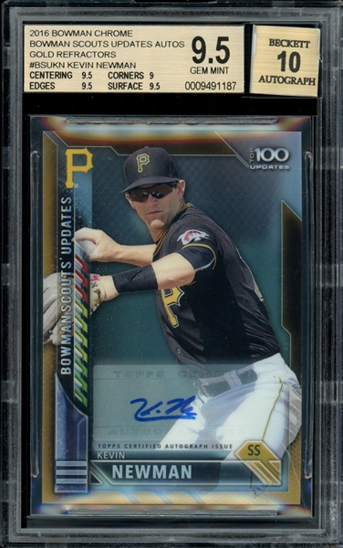 2016 Bowman Chrome Bowman Scouts Updates Autos Gold Refractors #BSUKN Kevin Newman (18/50) BGS 9.5 GEM MINT AUTO 10