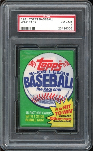 1981 Topps Baseball Wax Pack PSA 8 NM-MT