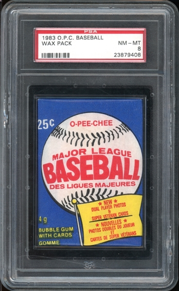 1983 O-Pee-Chee Baseball Wax Pack PSA 8 NM-MT