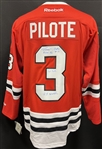 Pierre Pilote Signed Chicago Blackhawks Jersey With Multiple Inscriptions 