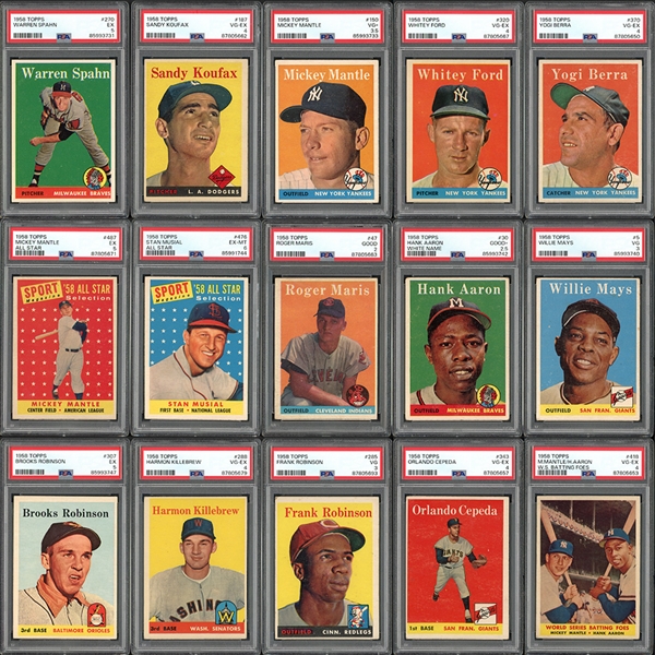 1958 Topps Near Complete Set (465/494) With PSA Graded