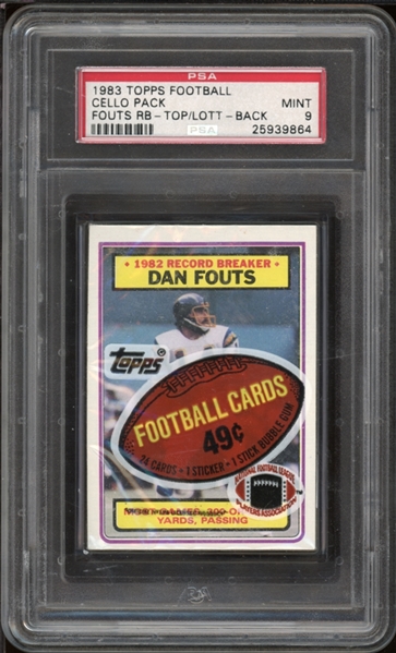 1983 Topps Football Cello Pack Fouts RB- Top/Lott- Back PSA 9 MINT