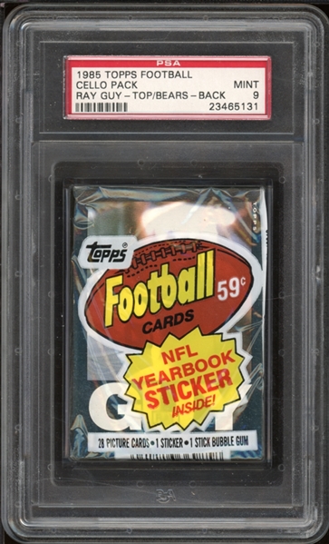 1985 Topps Football Cello Pack Ray Guy- Top/Bears- Back PSA 9 MINT