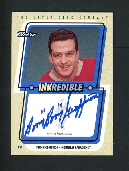 1999 UD Retro Inkredible #BG Bernie Geoffrion