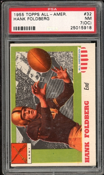 1955 Topps All-American #32 Hank Foldberg PSA 7 NM (OC)