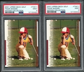 2001 Upper Deck Woods Collection #TWC1 Tiger Woods PSA 9 MINT Lot Of 2