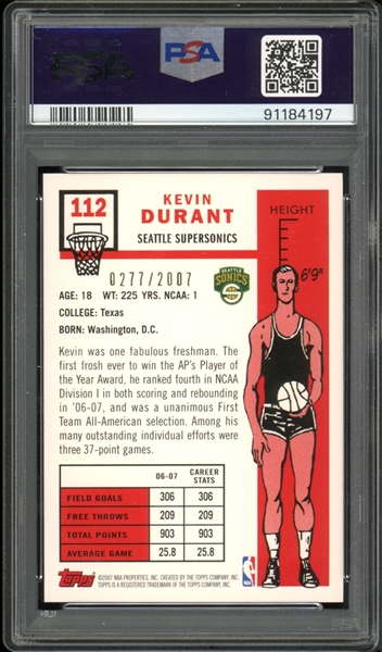 2007 Topps 1957-58 Variation Gold #112 Kevin Durant /2007 PSA 8 NM-MT