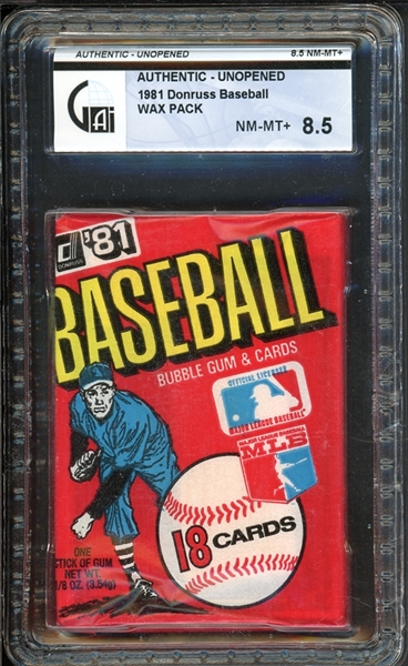 1981 Donruss Baseball Wax Pack GAI 8.5 NM-MT+