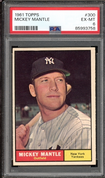 1961 Topps #300 Mickey Mantle PSA 6 EX-MT