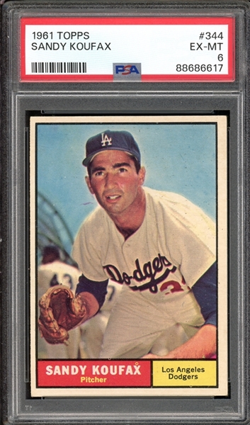 1961 Topps #344 Sandy Koufax PSA 6 EX-MT