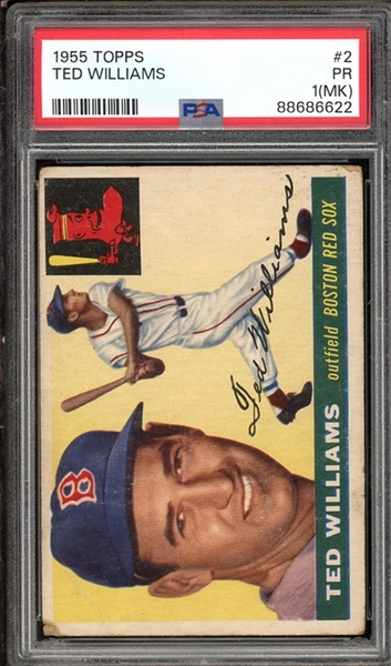 1955 Topps #2 Ted Williams PSA 1 PR (MK)