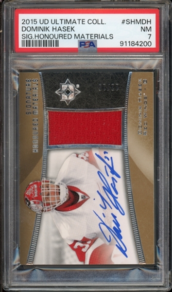 2015 UD Ultimate Collection Signature Honoured Materials (12/15) #SHMDH Dominik Hasek PSA 7 NM