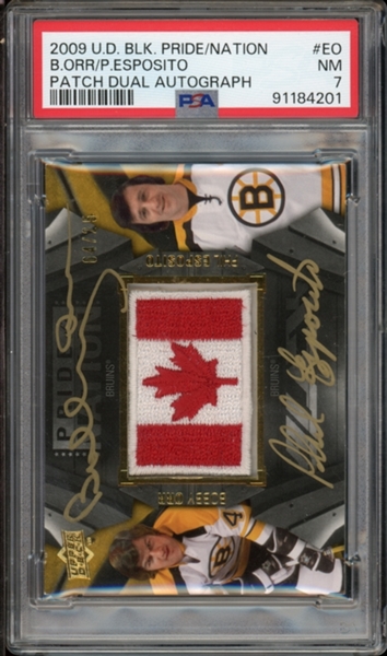 2009 U.D. Black Pride Nation Patch Dual Autograph (4/25) #EO B. Orr/P. Esposito PSA 7 NM