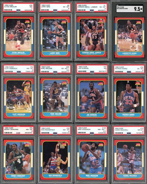 1986 Fleer Basketball Lot Of 23 Cards All Graded With HOF And Rookie Cards