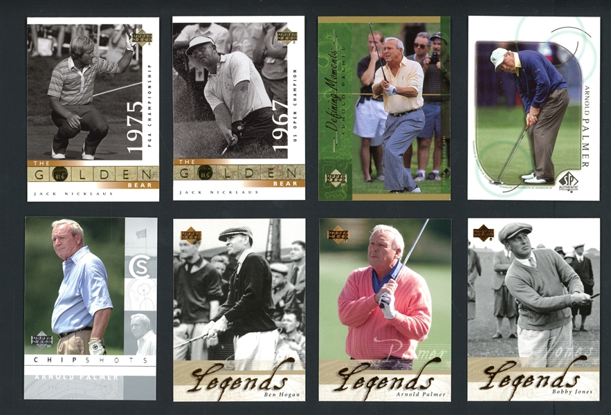 2001-02 Upper Deck Golf Group Of 8 Cards Including Palmer, Jones, Hogan and Nicklaus.