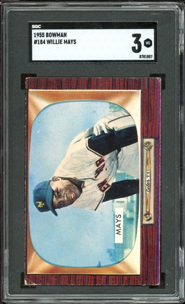 1955 Bowman #184 Willie Mays SGC 3 VG