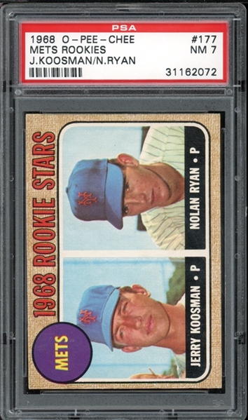 1968 O-Pee-Chee #177 Mets Rookies Nolan Ryan PSA 7 NM