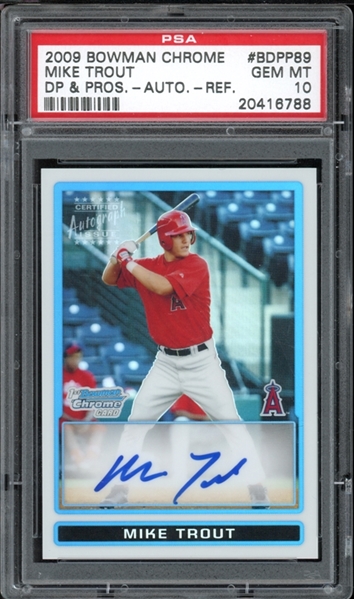 2009 Bowman Chrome Draft Picks & Prospects Auto Refractor #BDPP89 Mike Trout PSA 10 GEM MINT