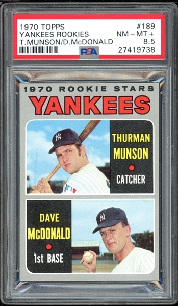 1970 Topps #189 Yankees Rookies Thurman Munson PSA 8.5 NM-MT+