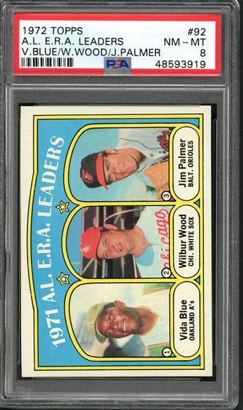 1972 Topps #92 AL ERA Leaders PSA 8 NM-MT 