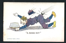 1908 Baseball Themed Postcard, C.J. Rose, A Base Hit 