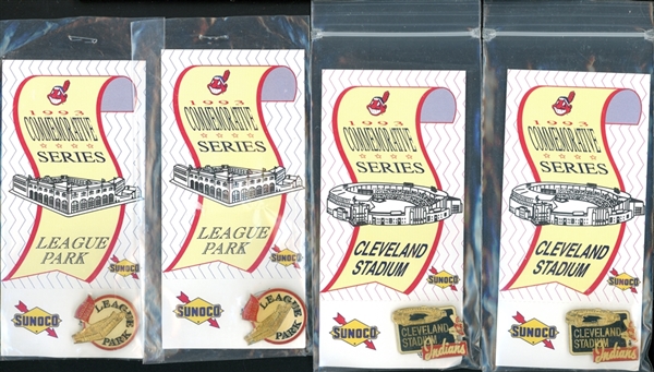 1993 Cleveland Indians Sunoco Commemorative Pin Lot of 4