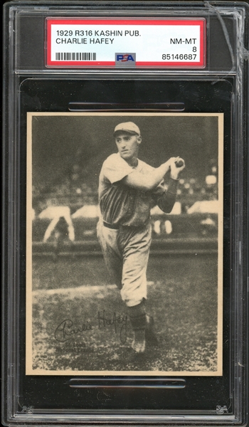 1929 R316 Kashin Publications Charlie Hafey PSA 8 NM-MT 