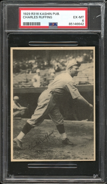 1929 R316 Kashin Publications Charles Ruffing PSA 6 EX-MT