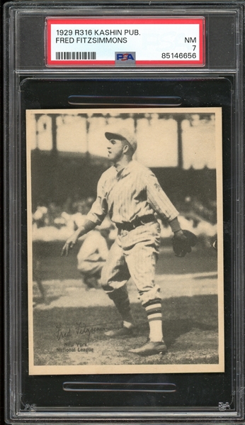 1929 R316 Kashin Publications Fred Fitzsimmons PSA 7 NM One of Three None Graded Higher