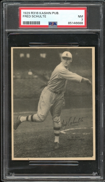 1929 R316 Kashin Publications Fred Schulte PSA 7 NM One of Three None Graded Higher