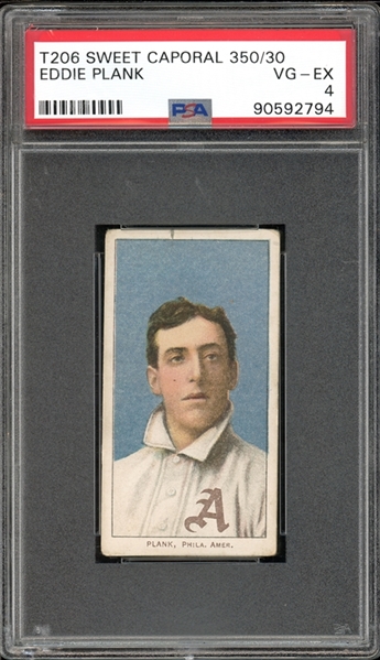 1909-11 T206 Sweet Caporal 350/30 Eddie Plank PSA 4 VG-EX