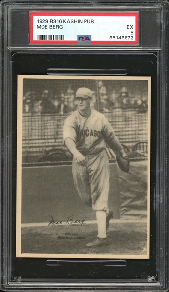 1929 R316 Kashin Publications Moe Berg PSA 5 EX