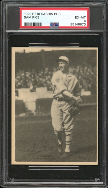 1929 R316 Kashin Publications Sam Rice PSA 6 EX-MT 