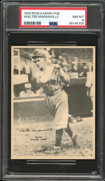 1929 R316 Kashin Publications Walter Maranville PSA 8 NM-MT The Only One with None Graded Higher